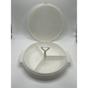 Tupperware WHITE Suzette 3 Part Divided Dish Relish Serving Platter #608-18